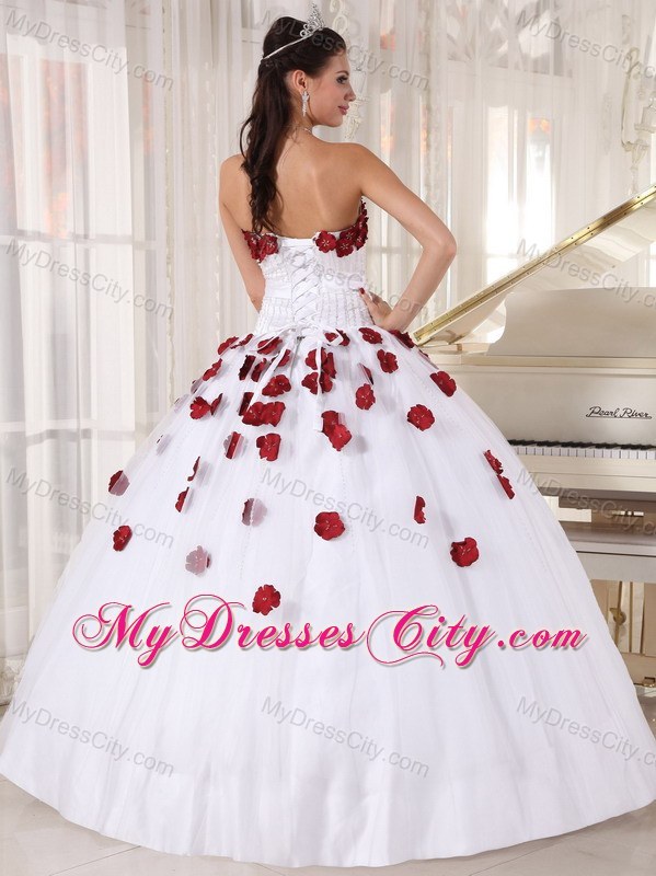 White Tulle Beaded Decorate and Appliques Quinceanera Dress