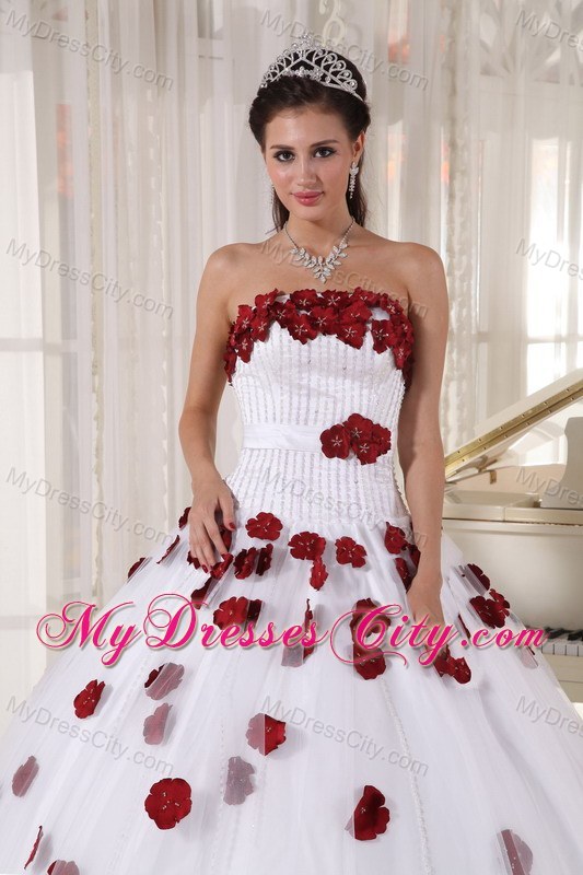 White Tulle Beaded Decorate and Appliques Quinceanera Dress