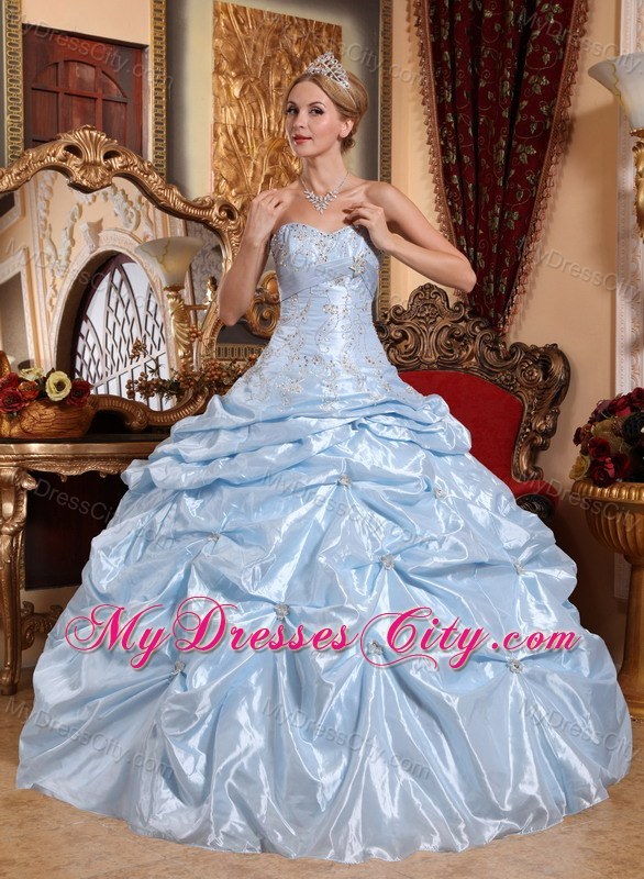 Taffeta Baby Blue Sweetheart Quinceanera Dress with Beading