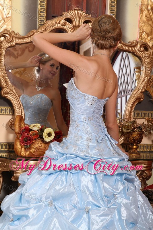 Taffeta Baby Blue Sweetheart Quinceanera Dress with Beading