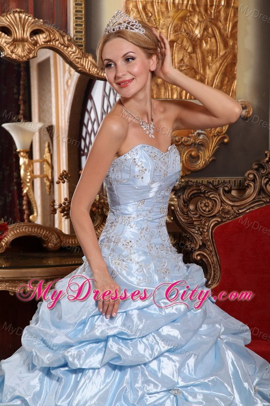 Taffeta Baby Blue Sweetheart Quinceanera Dress with Beading