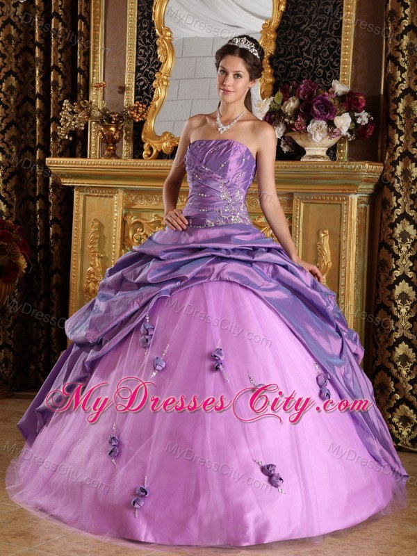 Lavender Taffeta Quinceanera Dress with Beading and Appliques