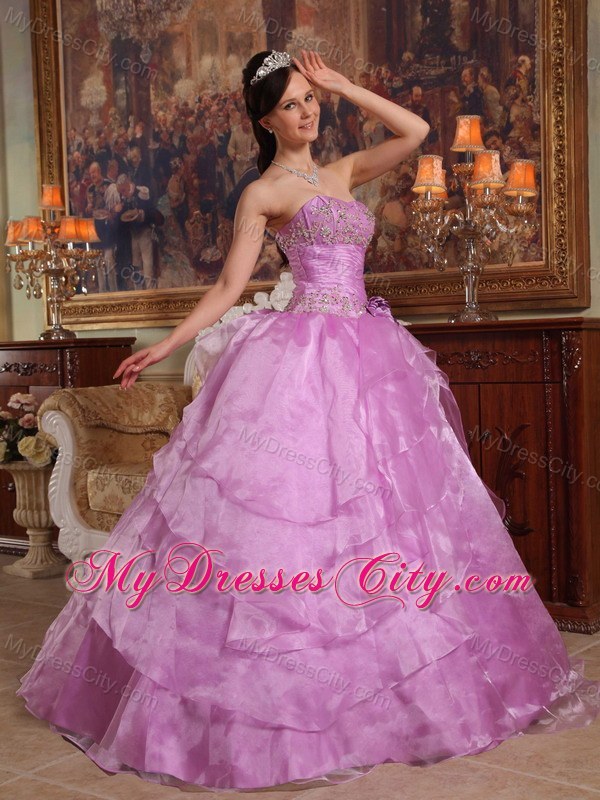 Lavender Floor-length Dropped Organza Dress for Sweet 16