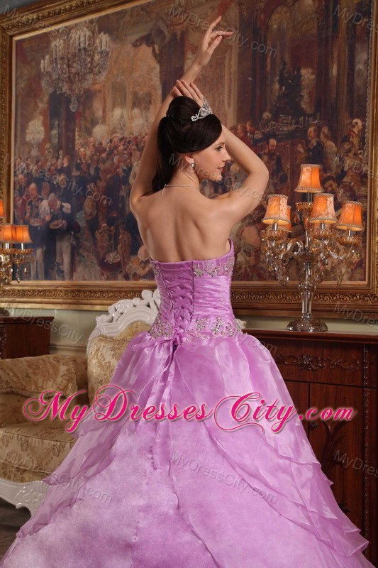 Lavender Floor-length Dropped Organza Dress for Sweet 16