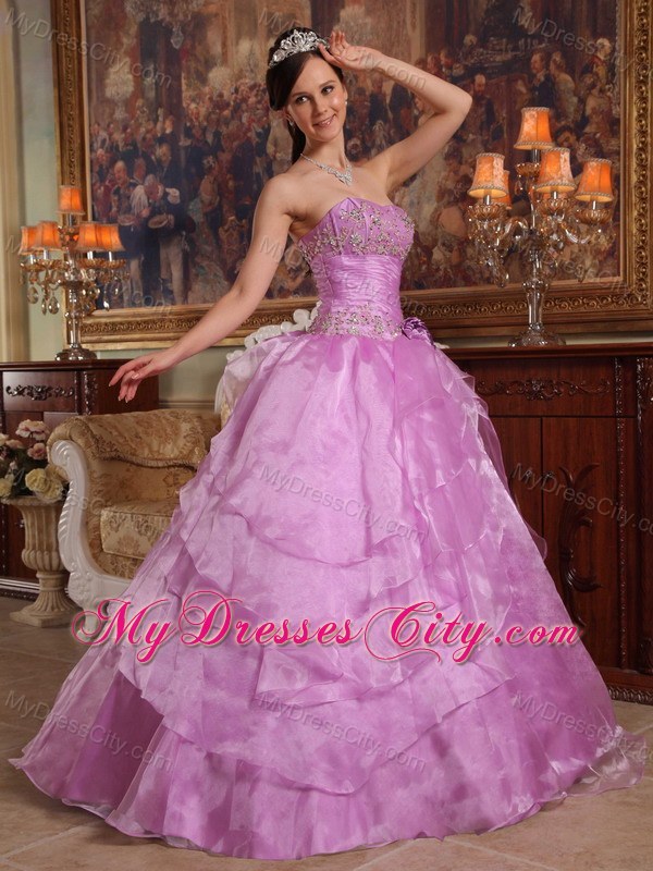 Lavender Floor-length Dropped Organza Dress for Sweet 16