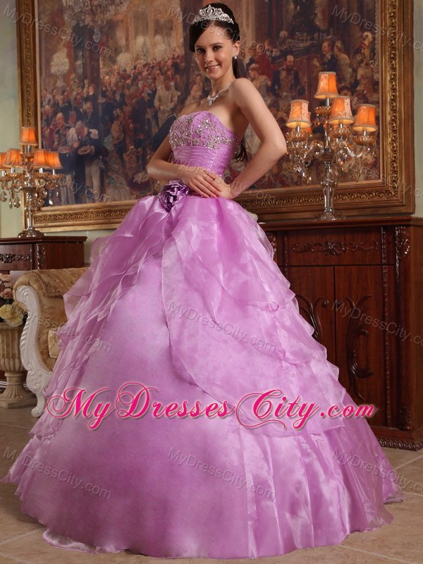 Lavender Floor-length Dropped Organza Dress for Sweet 16