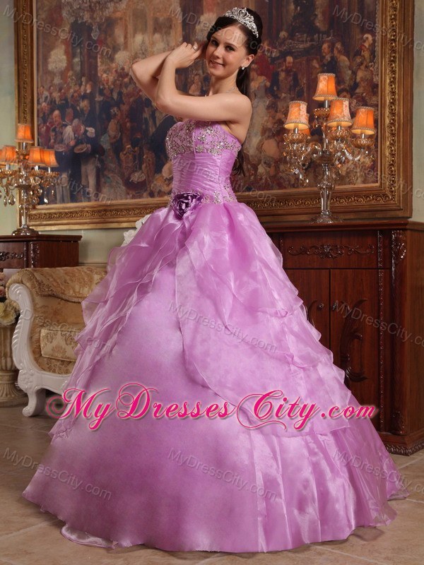 Lavender Floor-length Dropped Organza Dress for Sweet 16