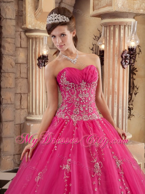 Famous Hot Pink Organza Beaded Sweet Sixteen Dresses