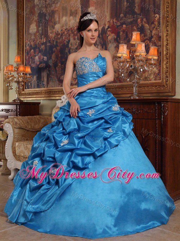 Beaded Sweetheart Teal Quinceanera Dress for 2013