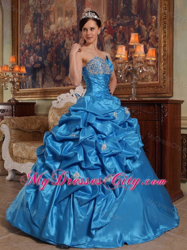 Beaded Sweetheart Teal Quinceanera Dress for 2013