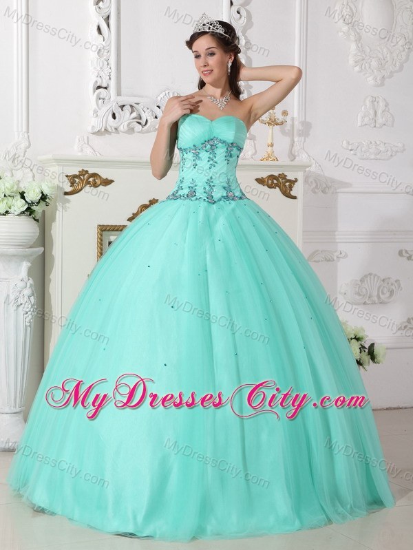 Ruches Sleeveless Sweetheart Apple Green Dress for Quince