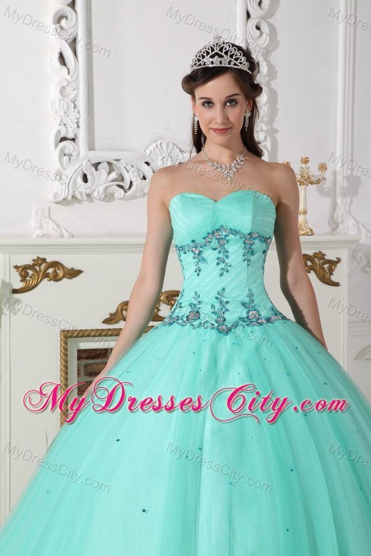 Ruches Sleeveless Sweetheart Apple Green Dress for Quince