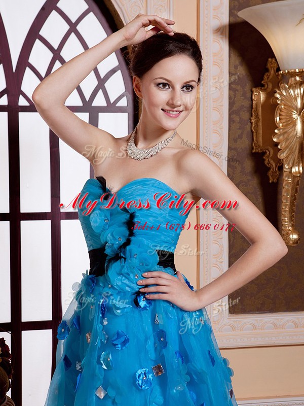 Clearance Baby Blue Sleeveless Organza Zipper Prom Dress for Prom and Party