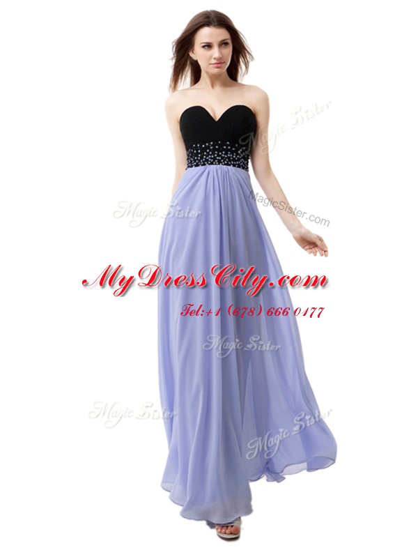 Spectacular Floor Length Lace Up Prom Dresses Lavender for Prom with Beading