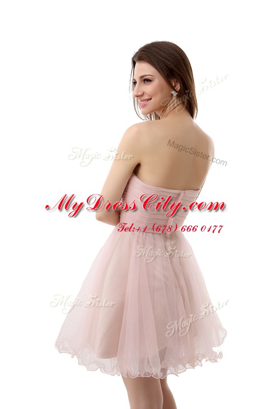 Custom Design Mini Length Pink Prom Gown Sweetheart Sleeveless Zipper