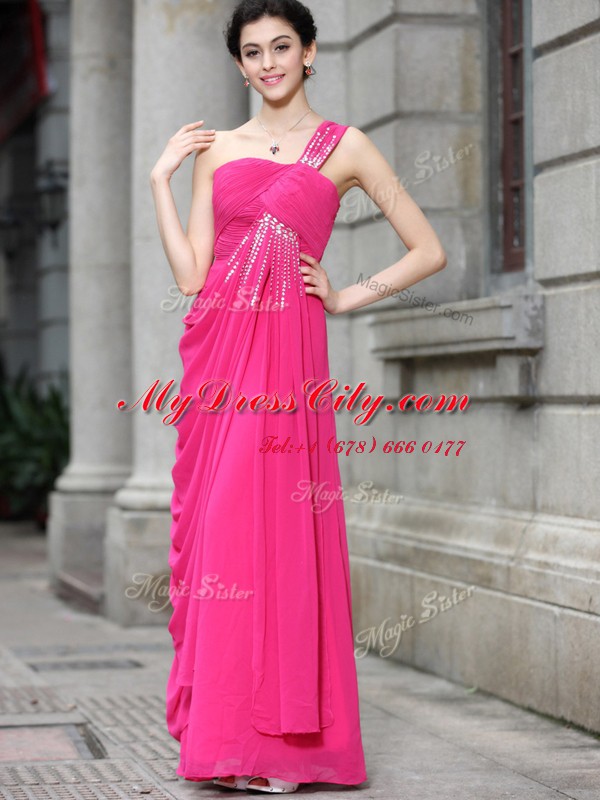 Ideal Bateau Sleeveless Chiffon Prom Gown Sequins Zipper