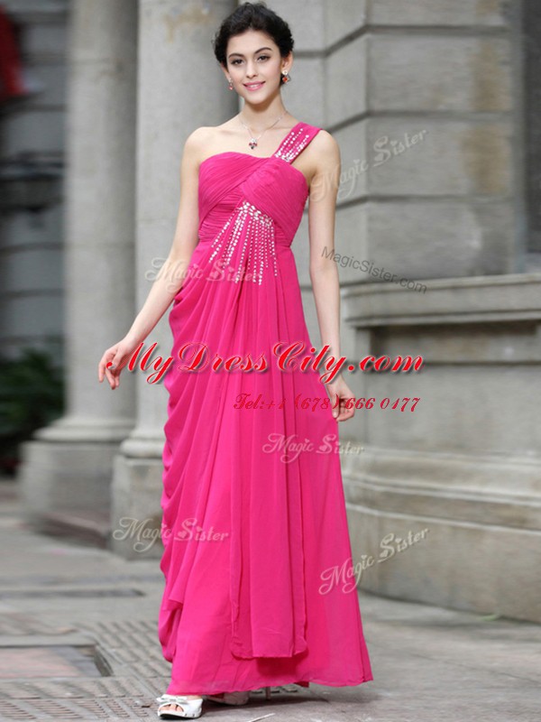 Ideal Bateau Sleeveless Chiffon Prom Gown Sequins Zipper