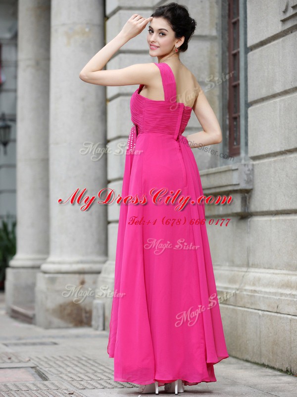 Ideal Bateau Sleeveless Chiffon Prom Gown Sequins Zipper