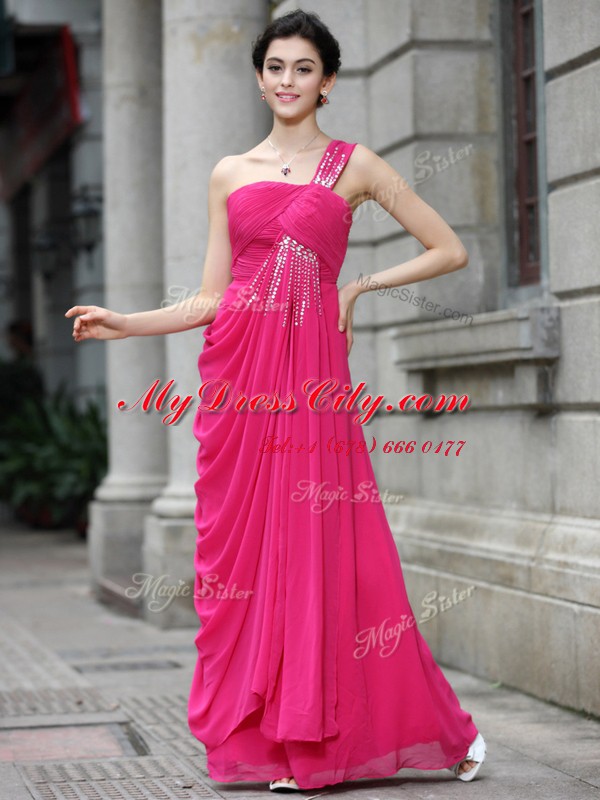 Ideal Bateau Sleeveless Chiffon Prom Gown Sequins Zipper