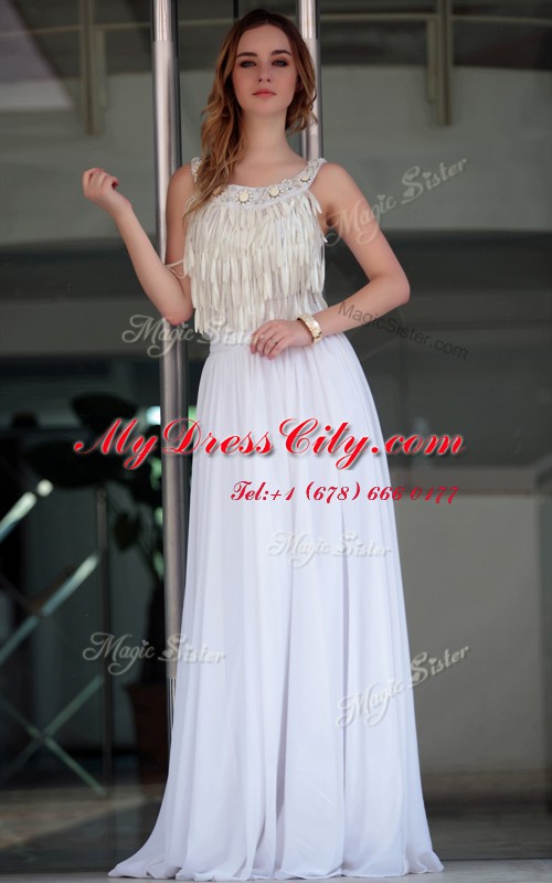 Straps Sleeveless Satin Prom Gown Beading Zipper