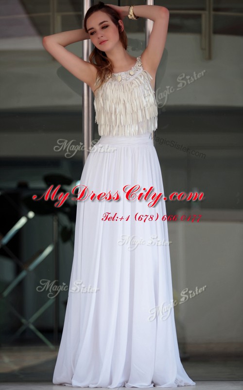 Straps Sleeveless Satin Prom Gown Beading Zipper