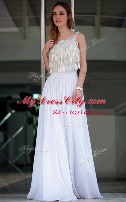 Straps Sleeveless Satin Prom Gown Beading Zipper