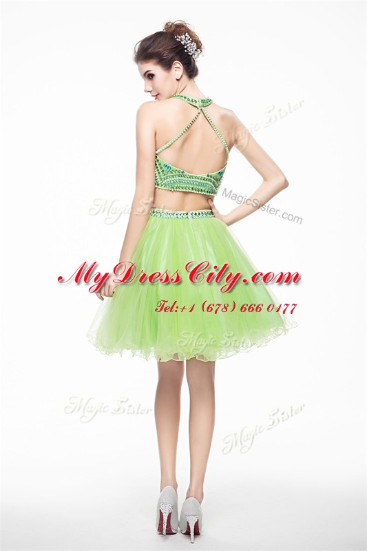 Scoop Sleeveless Chiffon Juniors Party Dress Beading Backless