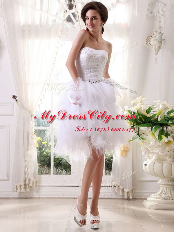 New Arrival White Sleeveless Organza Zipper for Prom and Party