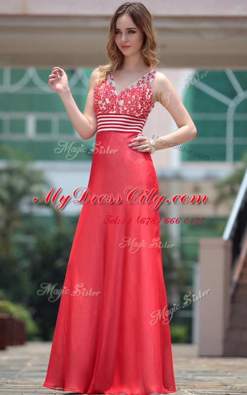 Classical Floor Length Column/Sheath Sleeveless Red Prom Dresses Side Zipper