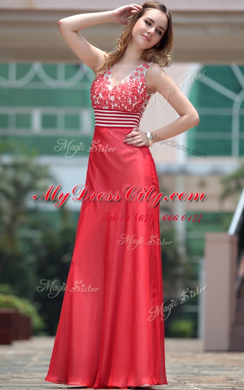 Classical Floor Length Column/Sheath Sleeveless Red Prom Dresses Side Zipper