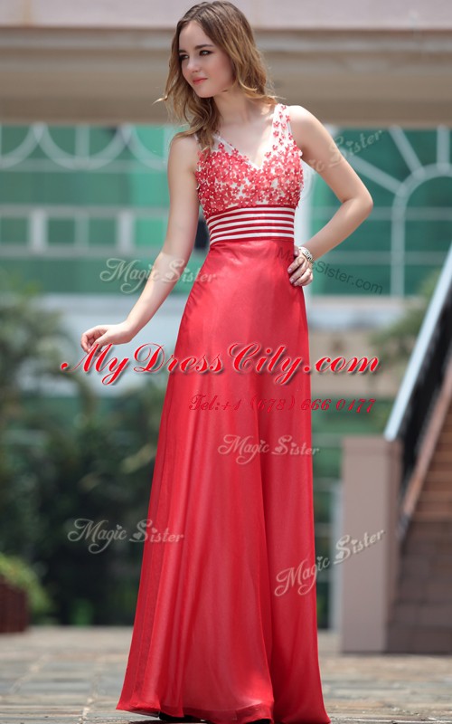 Classical Floor Length Column/Sheath Sleeveless Red Prom Dresses Side Zipper