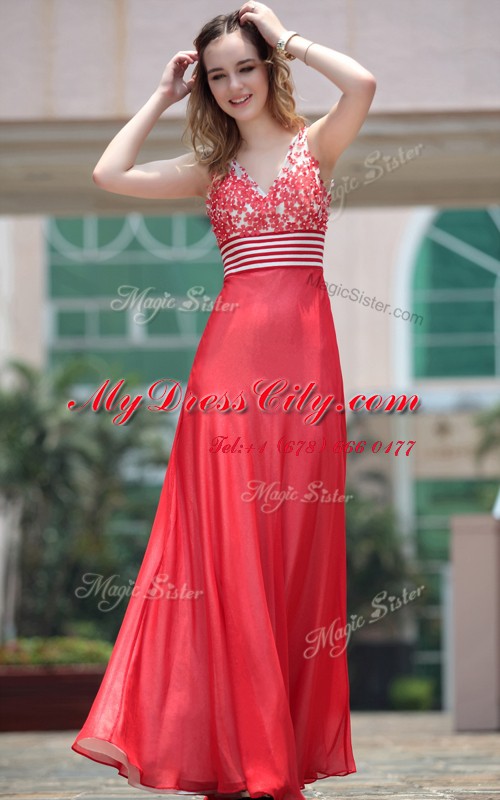 Classical Floor Length Column/Sheath Sleeveless Red Prom Dresses Side Zipper