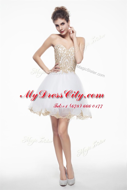 Fashionable Sleeveless Zipper Knee Length Beading and Lace Dress for Prom