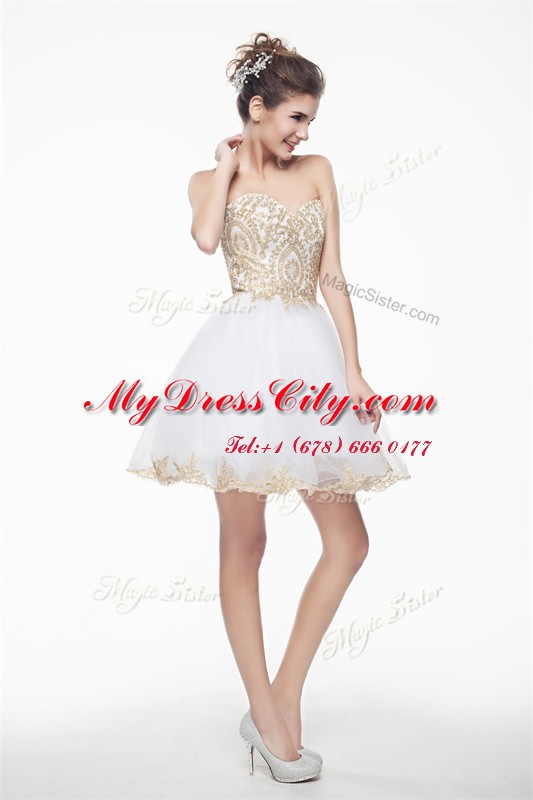 Fashionable Sleeveless Zipper Knee Length Beading and Lace Dress for Prom