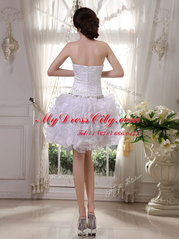 Amazing Strapless Sleeveless Zipper Prom Dresses White Organza