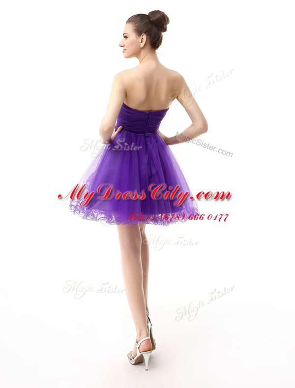 Sumptuous Purple Sweetheart Neckline Beading Evening Dress Sleeveless Zipper