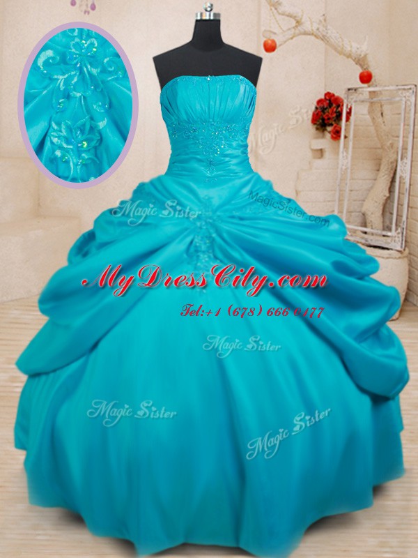 Top Selling Sleeveless Appliques Lace Up Quince Ball Gowns