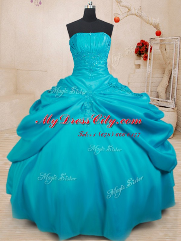 Top Selling Sleeveless Appliques Lace Up Quince Ball Gowns