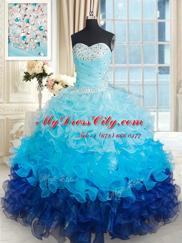 Comfortable Ball Gowns Quinceanera Gowns Multi-color Sweetheart Organza Sleeveless Floor Length Lace Up