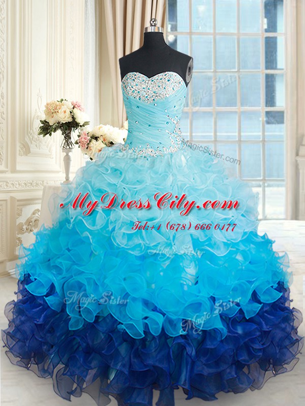 Comfortable Ball Gowns Quinceanera Gowns Multi-color Sweetheart Organza Sleeveless Floor Length Lace Up