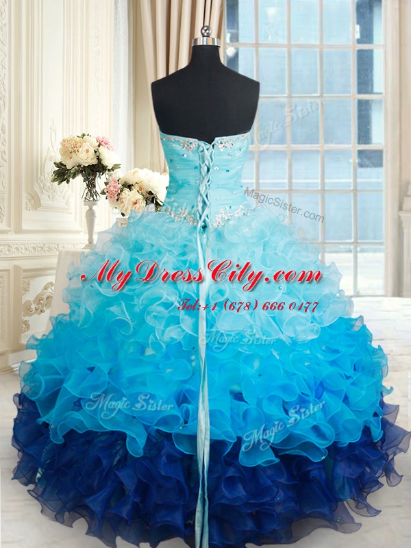 Comfortable Ball Gowns Quinceanera Gowns Multi-color Sweetheart Organza Sleeveless Floor Length Lace Up