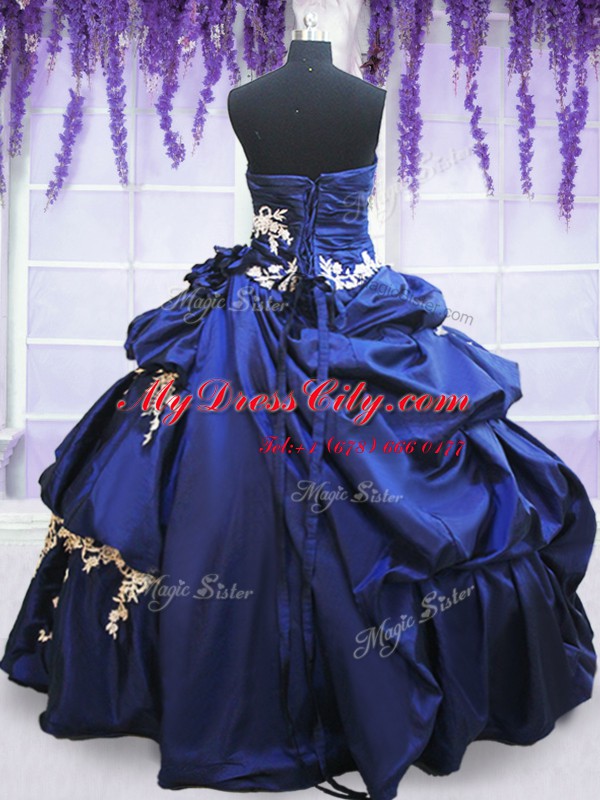 Taffeta Sleeveless Floor Length Sweet 16 Dress and Beading and Lace and Pick Ups