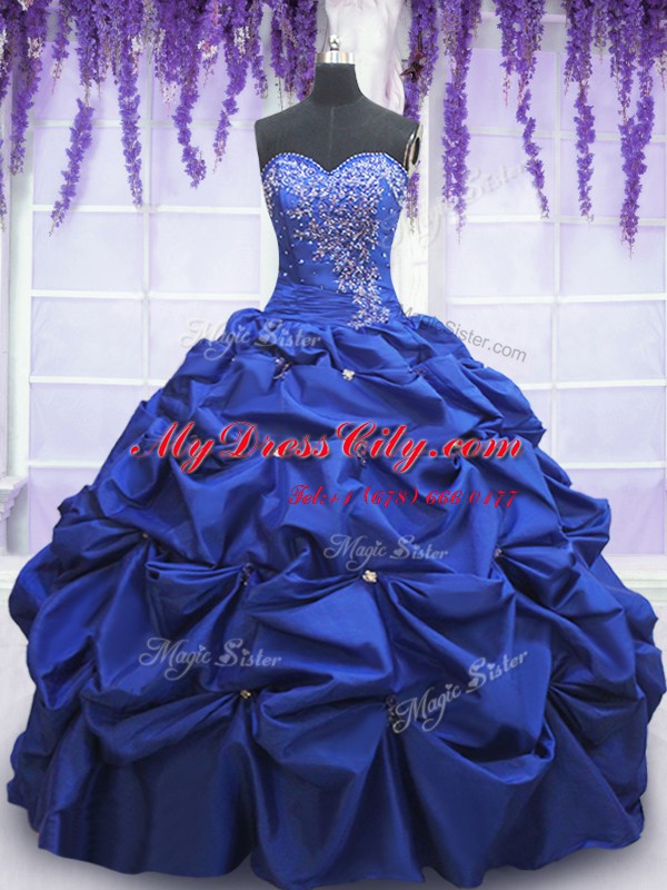 Taffeta Sleeveless Floor Length Quinceanera Gowns and Beading and Pick Ups