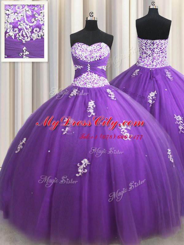 Sleeveless Beading and Appliques Zipper Quinceanera Dress