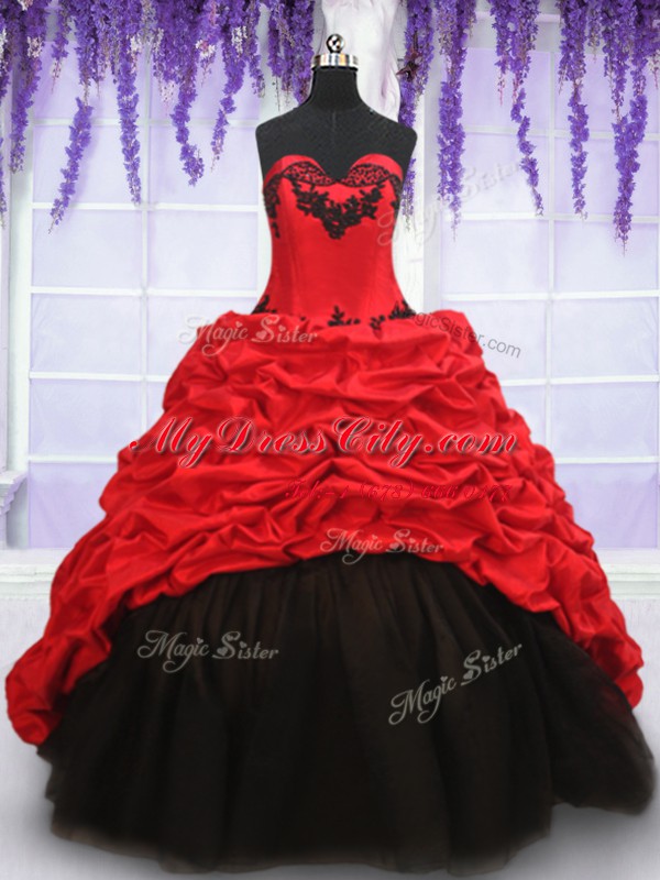 Sleeveless Brush Train Appliques and Pick Ups Lace Up 15th Birthday Dress