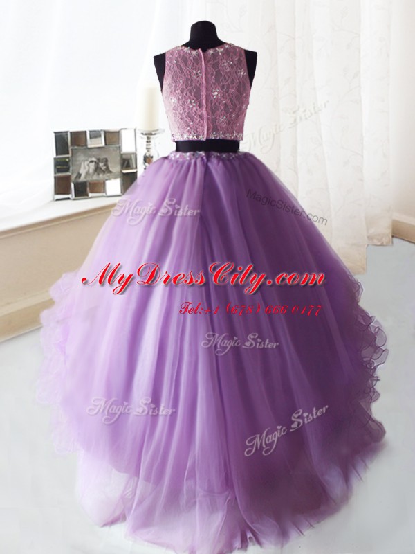 Scoop Sleeveless Organza and Tulle Quinceanera Dress Beading and Ruffles Zipper