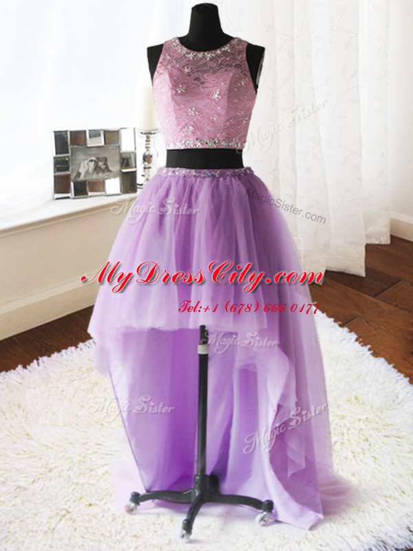 Scoop Sleeveless Organza and Tulle Quinceanera Dress Beading and Ruffles Zipper