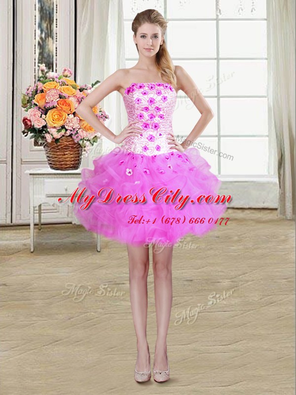 Exquisite Four Piece Tulle Sleeveless Floor Length Sweet 16 Dresses and Beading and Appliques and Ruffles