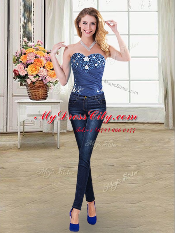 Four Piece Navy Blue Quinceanera Dresses Military Ball and Sweet 16 and Quinceanera and For with Appliques Sweetheart Sleeveless Lace Up