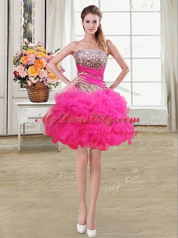 Custom Design Four Piece Multi-color Organza Lace Up Strapless Sleeveless Floor Length Quinceanera Dress Beading and Ruffles and Ruffled Layers and Sequins